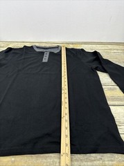 Cuddl Duds Mens Double Jersey Henley Shirt Mens Size L Black Long Sleeve QVC