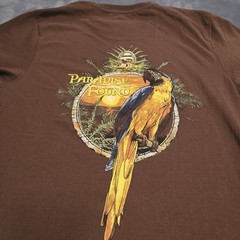 Panama Jack Brown Short Sleeve Paradise Found Large Shirt Parrot Logo