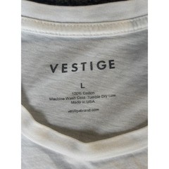 Vestige Mens White Cotton Geometric Graphic T-Shirt Made in USA Size Large