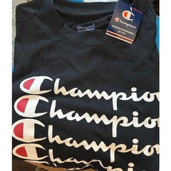 Champion Graphic T-Shirt Mens 4XL Navy Blue New Stacked Logo Big and Tall Tee