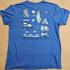 Weekend Plans Men’s T-Shirt Golf Size L Blue Pre-Owned Cotton Blend Dad