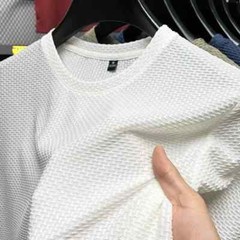 Men’s Short Sleeve Mesh Bamboo Ice Silk T-shirt Casual Versatile Summer Elastic