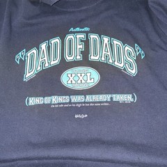 M O Knits Blue Dad Of Dads Script REV 19:16 Short Sleeve Size XXL Free Shipping