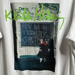 Uniqlo Keith Haring Art In Transit White Short Sleeve Graphic Shirt XS 19×24”