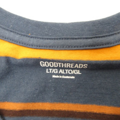 Goodthreads Pocket T-Shirt Men’s Large Tall Crewneck Blue/Tan Stripes Lot of 3