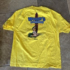 Woody’s Longboards Hawaii Shirt Adult XL Yellow Beach Tropical Outdoor Mens