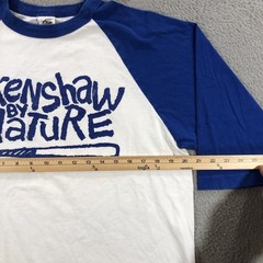 Vtg Crenshaw By Nature T Shirt Men’s L White Blue USA Raglan 3/4 Sleeve
