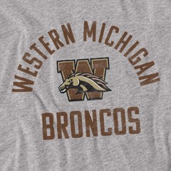 Western Michigan University Adult T-Shirt Broncos Logo, Athletic Heather, S-5XL