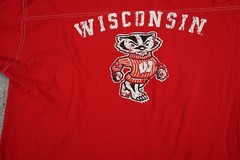 Vintage University of Wisconsin T Shirt Mens XL Red Double Sided Lined Badgers