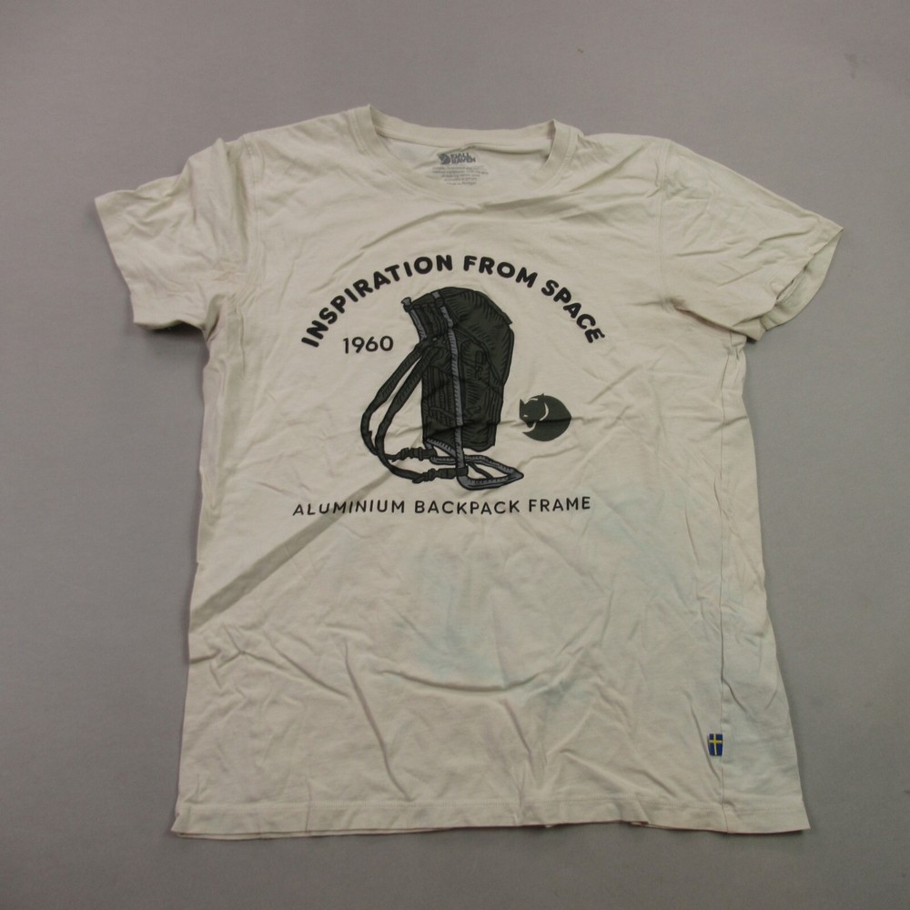 Fjall Raven Shirt Mens Small Short Sleeve Crew Neck Outdoors Lightweight Ivory