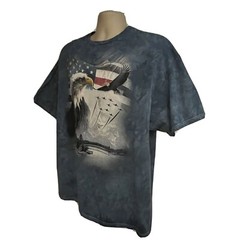 The Mountain US Flag Eagle Patriotic Gray Tie Dye Graphic T-Shirt Large Stretch