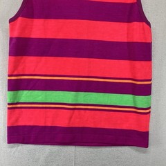 Vintage Sporty 80s 90s Tank Top Sport Stripes BRIGHT NEON Extra Small 32×22