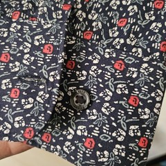 Perry Ellis Men’s SMALL Buttom Up Shirt Long Sleeve Navy/Flowers 100% Cotton