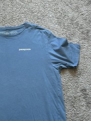 Patagonia Mens Blue Cotton Jersey Double-Sided Graphic Logo Tee Crew Neck M