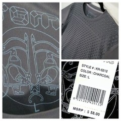 Krome L Mens T Shirt Charcoal Grey Textured Polyester Stretch Rare Textured NWT