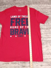 Patriotic Shirt Men’s XL Red Land of the Free Home of the Brave USA