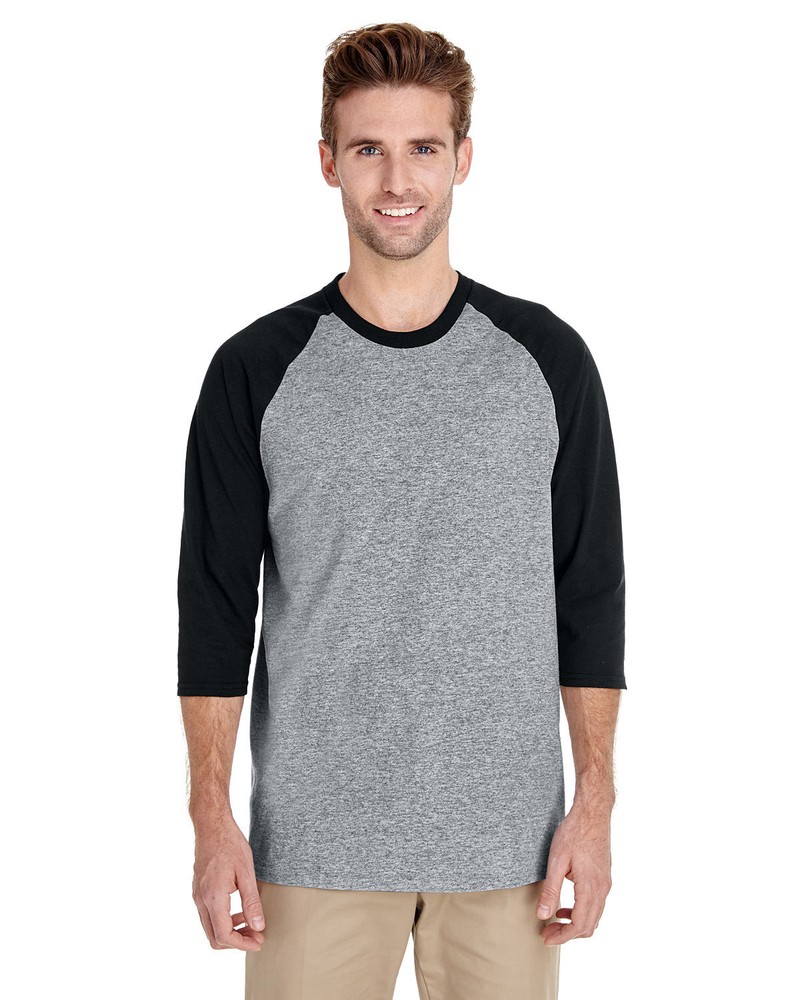 5 Pack Of Gildan G570 Adult Heavy Cotton Three-Quarter Raglan Sleeve T-Shirt