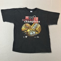 Vintage Salem Chicago Bulls Shirt Mens 2XL XXL Black 90s Championship Rings USA