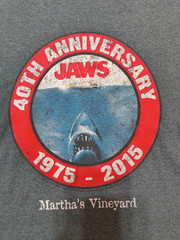 Jaws 40th Anniversary Shirt Mens L Gray Marthas Vineyard 1975-2015 Shark Graphic