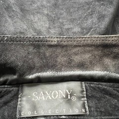 Saxony Collection leather shirt jacket mens Large black suede pocket flaps