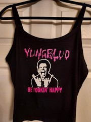 yungblud Crop Top be fookin happy yungblud Tank Top Croppe pink glitter Xs-2xl