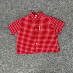Mertra letter-printed checked shirt – loose-fitting casual short-sleeved shirt