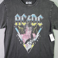 Lucky Brand ACDC Shirt Mens Large Black Music Band Casual Angus Heavy Metal NWT