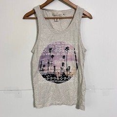 Hm Mens Muscle Tank Top T-Shirt Size S Grey Graphic Print Sleevless Tee