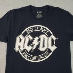 AC/DC Shirt Mens Small Black Back In Black World Tour 1980-1981 Graphic Tee