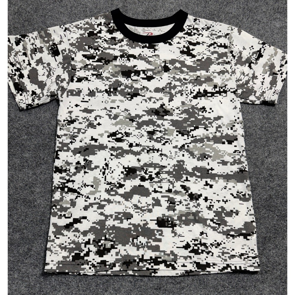 Rothco Mens Digital Camo T-Shirt White Gray Black Tactical Pixelated Size M