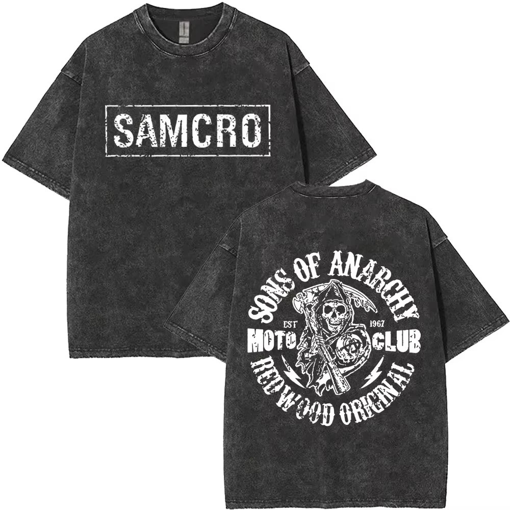 Sons Of Anarchy T-Shirts Washed Cotton SAMCRO Tees Unisex T-Shirts