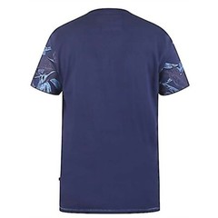D555 Duke Mens T-Shirt Floral Print Navy Short Sleeve Crew Neck Medium