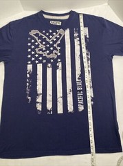 Pacific Blue Distressed Look Eagle Over American Flag Tee Stars And Stripes XL