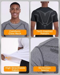 5/3 Pack Mens Workout Shirts Short Sleeve Black &White Tee Gym Moisture Wicki…