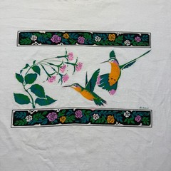 Vintage 90s Air Waves Hummingbird Floral Single Stitch Graphic T-Shirt USA – XL