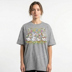 Egg Cited Goose Easter Duck Floral T-Shirt Spring Holiday Cute Animal Tee