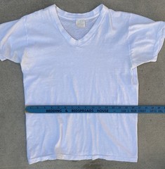 Vintage Two Guys White V Neck T Shirt Combed Cotton Size M Single Stitch