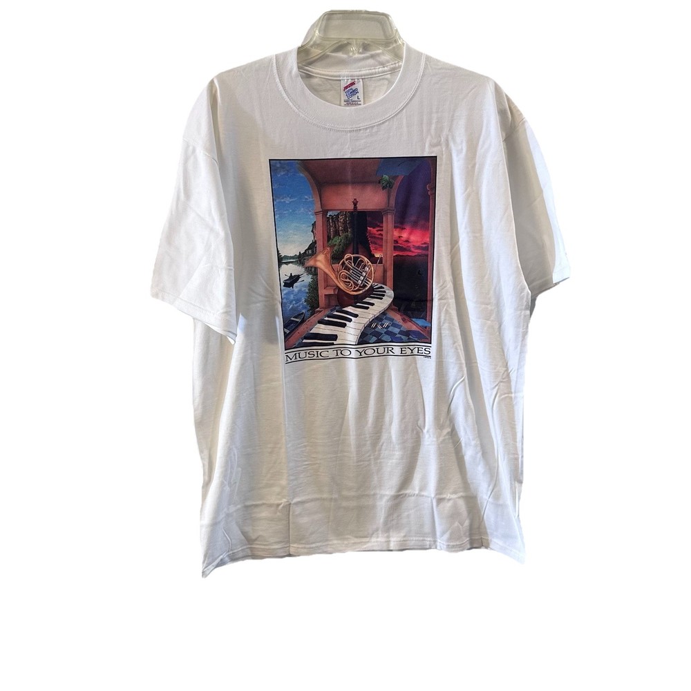 VTG Jerzees 90s Frost Newton Music To Your Eyes Nature Orchestra T-Shirt L Rare