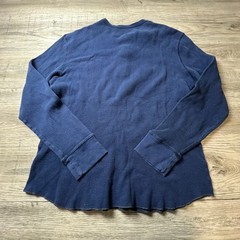 American Eagle Henley Mens Large Blue Waffle Knit Long Sleeve Thermal Shirt