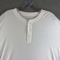 Quince Henley Tee Men 2XL White Cotton Modal Short Sleeve Shirt Stretch Casual