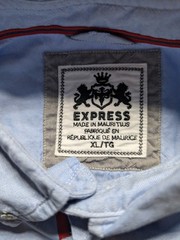 Express Mens Big English Lion Military Business Casual Blue Shirt Mens Size XL