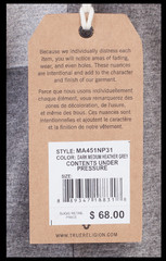 $68 TRUE RELIGION Grey CONTENTS Short Sleeve Designer Graphic T-shirt NWT