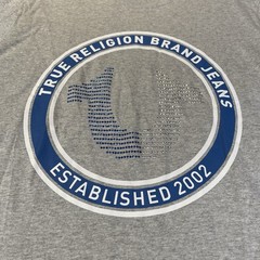 True Religion Mens Tshirt Size Large Gray Horseshoe Logo Rinestone Shine NWT $59