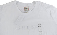 GUESS Men’s T-Shirt New XXL White Embossed Short Sleeve Crew Neck Slim Fit