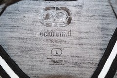 Ecko Unltd. Color Block Contrast T Shirt Adult Size L Gray Striped Crew Neck
