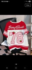Berry Sweet 78 Graphic Print T-Shirt Big & Tall 4XL Crew Neck Red/White/Pink