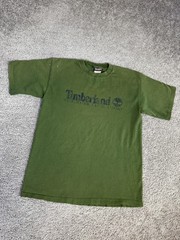 Timberland Shirt Mens M Green Logo Graphic Crew Neck Cotton WeatherGear