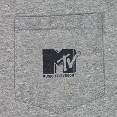 MTV Dish Network Mens XL Gray Pocket Logo Graphic Promo T-Shirt Gildan Tee