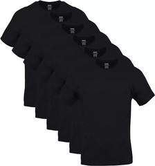 Gildan (6-pack) Black Solid Heavy Cotton Short Sleeve Blank T-Shirt S-2XL