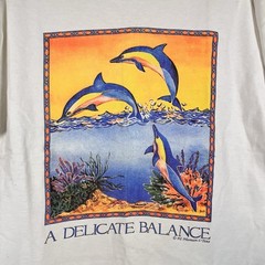 Vtg 90s Save the Dolphins Graphic T-Shirt L Cotton Made USA Activist TreeHugger